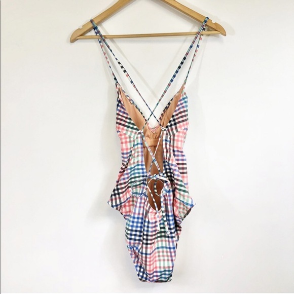 NWT J. Crew multicolor checked one piece swim - Picture 6 of 6